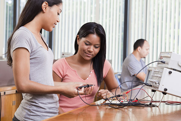 Female aerospace QA testers
