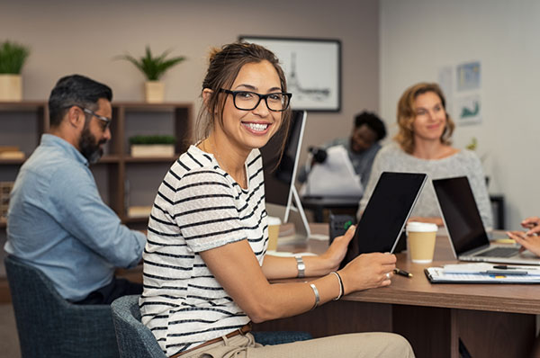 female employee with tablet